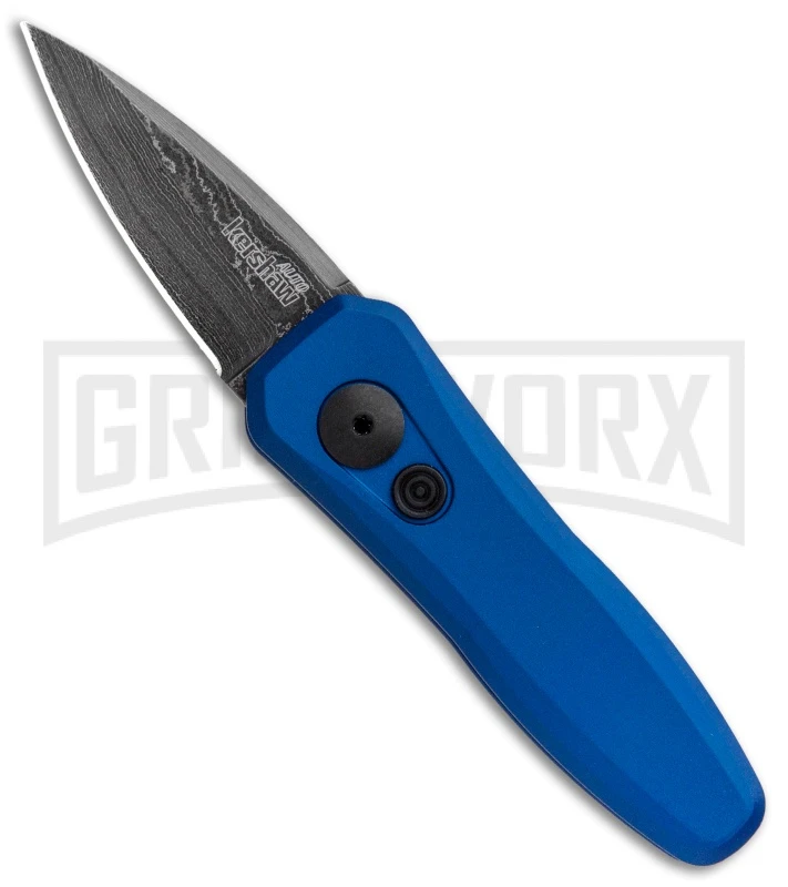 Kershaw Launch 4 Damascus Automatic Knife Blue CA Legal - Plain 1 Kershaw Launch 4 Damascus Automatic Knife Blue CA Legal - Plain