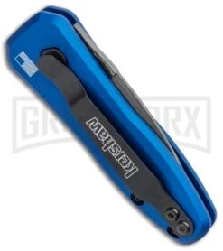 Kershaw Launch 4 Damascus Automatic Knife Blue CA Legal - Plain -Grind worx Kershaw Launch 4 CA Legal Auto Blue Damascus 7500BLUDAM BHQ 91856 jr side large