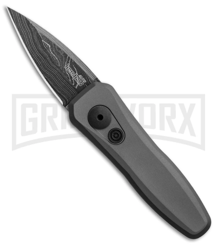 Kershaw Launch 4 Gray Automatic Knife CA Legal - Damascus Plain 1 Kershaw Launch 4 Gray Automatic Knife CA Legal - Damascus Plain