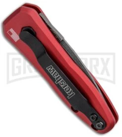 Kershaw Launch 4 Red Automatic Knife CA Legal - Damascus Plain -Grind worx Kershaw Launch 4 CA Legal Auto Red Damascus 7500RDDAM BHQ 91649 jr side large 1