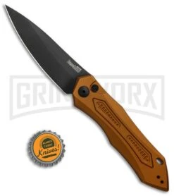 Kershaw Launch 6 BronzeAutomatic Knife - Black Plain -Grind worx Kershaw Launch 6 Auto Bronze Aluminum Black KER7800EBBLK BHQ 91251 jr bottlecap large