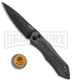 Kershaw Launch 6 Gray Automatic Knife - Black Plain 7 Kershaw Launch 6 Gray Automatic Knife - Black Plain -Grind worx Kershaw Launch 6 Auto Gray Aluminum Black KER7800GRYBLK BHQ 91252 jr bottlecap large 1
