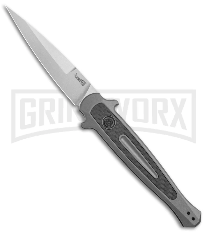 Kershaw Launch 8 Gray Automatic Stilletto Knife - Stonewash Plain 1 Kershaw Launch 8 Gray Automatic Stilletto Knife - Stonewash Plain