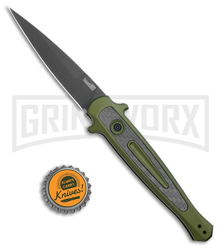 Kershaw Launch 8 Stiletto Automatic Knife Green/CF (3.5" Black) 4 Kershaw Launch 8 Stiletto Automatic Knife Green/CF (3.5" Black) - Image 4
