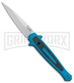 Kershaw Launch 8 Stiletto Automatic Knife Teal/CF (3.5" Stonewash)