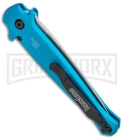 Kershaw Launch 8 Stiletto Automatic Knife Teal/CF (3.5" Stonewash) -Grind worx Kershaw Launch 8 Stiletto Auto Teal CF SW KER7150TEALSW BHQ 105834 jr side large 1