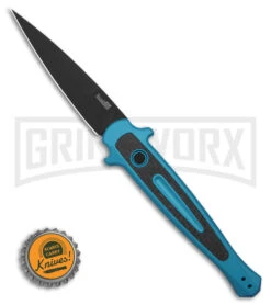 Kershaw Launch 8 Teal/CF Stiletto Automatic Knife - Black Plain 7 Kershaw Launch 8 Teal/CF Stiletto Automatic Knife - Black Plain -Grind worx Kershaw Launch 8 stiletto AK Teal CF 3in Black BHQ 177022 td size large