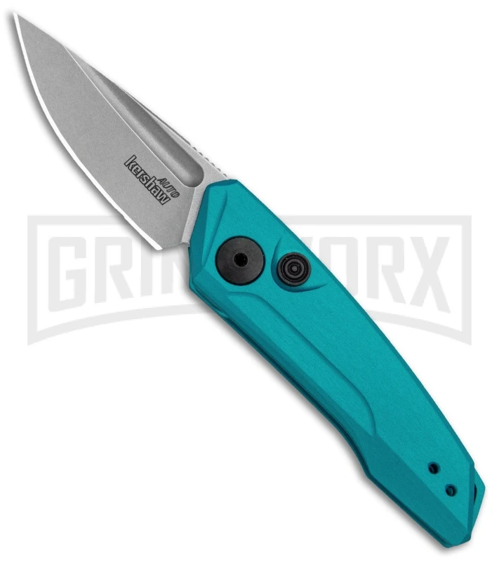 Kershaw Launch 9 Teal Automatic Knife CA Legal - Stonewash Plain 1 Kershaw Launch 9 Teal Automatic Knife CA Legal - Stonewash Plain
