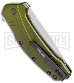 Kershaw Link Drop Point 3.25" Knife Olive Aluminum Stonewash 20CV 8 Kershaw Link Drop Point 3.25" Knife Olive Aluminum Stonewash 20CV -Grind worx Kershaw Link DP Olive Aluminum SW 1776OLSW BHQ 105987 jr side 2 large