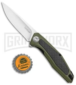 Kershaw Sinkevich Atmos OD Green G-10/CF Liner Lock Knife - Satin Plain 7 Kershaw Sinkevich Atmos OD Green G-10/CF Liner Lock Knife - Satin Plain -Grind worx Kershaw Sinkevich Atomost LL OD Green G 10 CF Satin KS4037OL BHQ 90131 jr bottlecap large