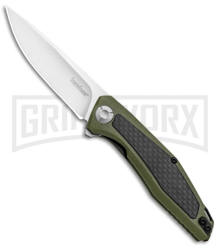 Kershaw Sinkevich Atmos OD Green G-10/CF Liner Lock Knife - Satin Plain 1 Kershaw Sinkevich Atmos OD Green G-10/CF Liner Lock Knife - Satin Plain