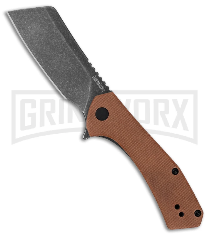 Kershaw Static Cleaver Brown Micarta Liner Lock Knife Black SW D2 1 Kershaw Static Cleaver Brown Micarta Liner Lock Knife Black SW D2
