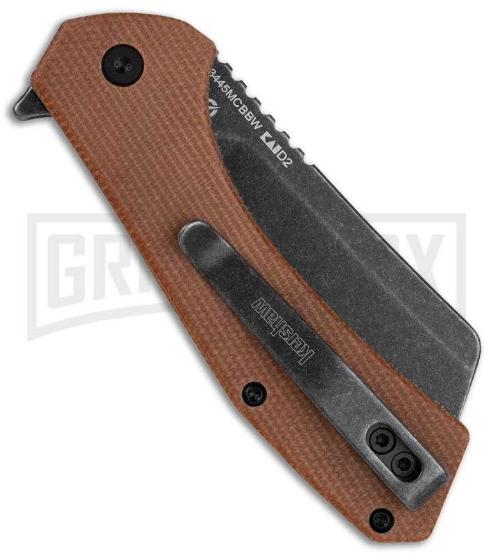 Kershaw Static Cleaver Brown Micarta Liner Lock Knife Black SW D2 2 Kershaw Static Cleaver Brown Micarta Liner Lock Knife Black SW D2 - Image 2