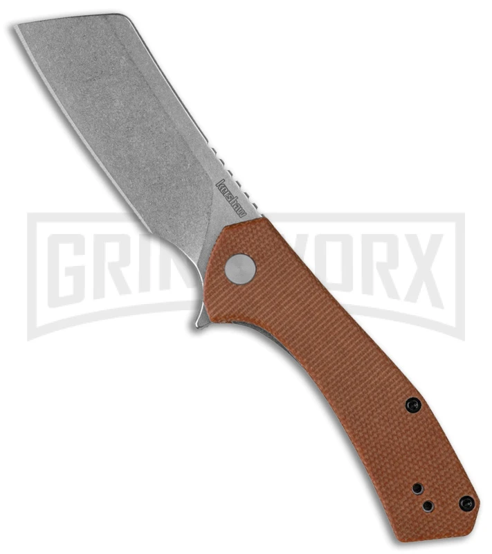 Kershaw Static Cleaver Brown Micarta Liner Lock Knife SW D2 1 Kershaw Static Cleaver Brown Micarta Liner Lock Knife SW D2