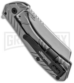 Kershaw Static Cleaver Frame Lock Knife Gray Stainless Steel Satin -Grind worx Kershaw Static Cleaver FL Gray SS Satin 3445 BHQ 101842 jr side large 1