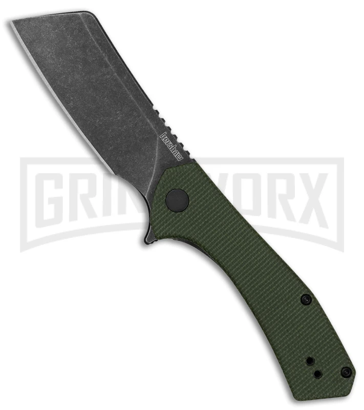 Kershaw Static Cleaver Green Micarta Liner Lock Knife Black SW D2 1 Kershaw Static Cleaver Green Micarta Liner Lock Knife Black SW D2