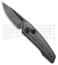 Kershaw Launch 9 Gray Aluminum Automatic Knife - Black SW Plain