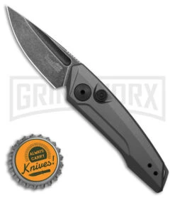 Kershaw Launch 9 Gray Aluminum Automatic Knife - Black SW Plain -Grind worx Kershaw launch 9 AK Drop Point Gray Aluminum 2in BSW BHQ 177025 td size large