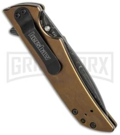 Kershaw Skyline Flytanium Bronze Titanium Folding Knife - DamascusPlain -Grind worx Kershaw skyline dam 1760dam flytanium scales bronze side cm large