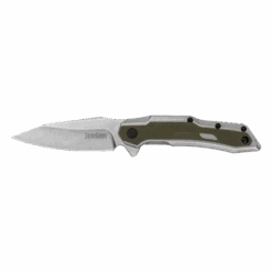 Kershaw Salvage Folding Knife Silver/Olive Stainless Steel/GFN Handle Plain Edge Stonewash Finish KS1369