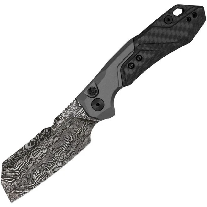 Kershaw Launch 14 Auto Knife Gray Aluminum Handle Cleaver Damascus Plain Edge 7850BLKDAM 1 Kershaw Launch 14 Auto Knife Gray Aluminum Handle Cleaver Damascus Plain Edge 7850BLKDAM
