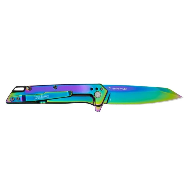 Kershaw Misdirect Folding Knife Rainbow Stainless Steel Handle 4Cr14 Reverse Tanto Plain Rainbow Blade 1365RBW 2 Kershaw Misdirect Folding Knife Rainbow Stainless Steel Handle 4Cr14 Reverse Tanto Plain Rainbow Blade 1365RBW - Image 2