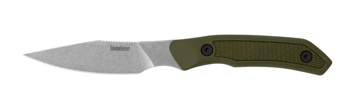 Kershaw Deschutes-Caper Fixed Blade Knife Olive Polypropylene/Rubber Handle D2 Clip Point Plain Edge Stonewash Finish 1882 1 Kershaw Deschutes-Caper Fixed Blade Knife Olive Polypropylene/Rubber Handle D2 Clip Point Plain Edge Stonewash Finish 1882