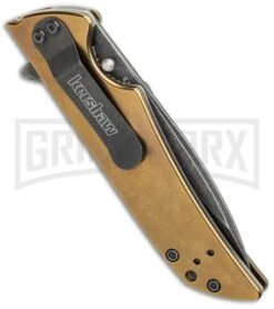 Kershaw Skyline Flytanium Bronze Titanium Folding Knife - Blackwash Plain -Grind worx kershaw fly1760bw bronze side cm large