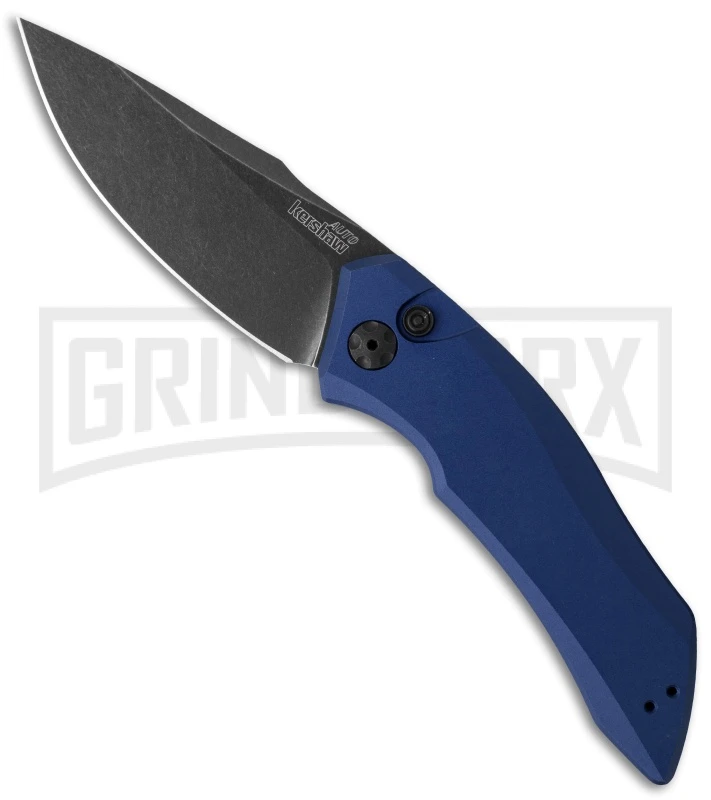 Kershaw Launch 1 Blue Aluminum Automatic Knife - Blackwash Plain 1 Kershaw Launch 1 Blue Aluminum Automatic Knife - Blackwash Plain