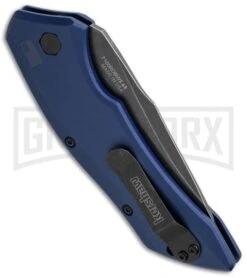 Kershaw Launch 1 Blue Aluminum Automatic Knife - Blackwash Plain 8 Kershaw Launch 1 Blue Aluminum Automatic Knife - Blackwash Plain -Grind worx kershaw launch auto 1 blackwash blue side cm large