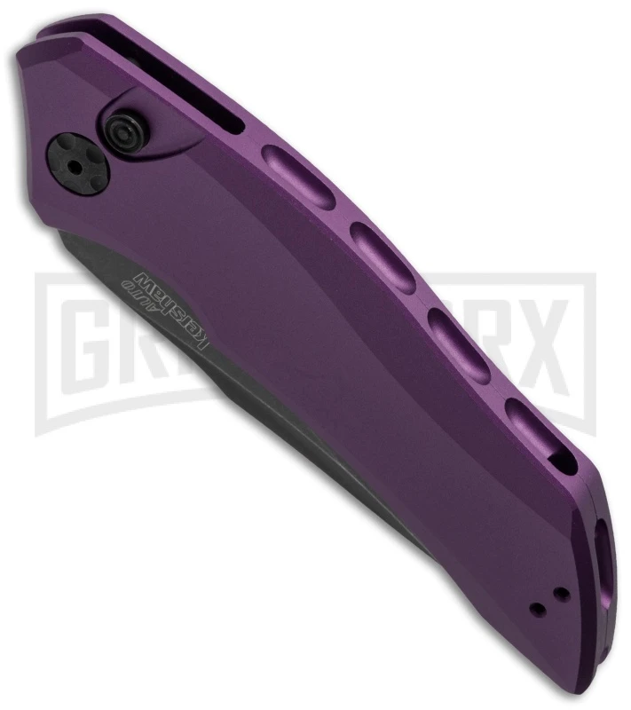 Kershaw Launch 1 Purple Aluminum Automatic Knife - Blackwash Plain 2 Kershaw Launch 1 Purple Aluminum Automatic Knife - Blackwash Plain - Image 2