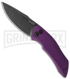 Kershaw Launch 1 Purple Aluminum Automatic Knife - Blackwash Plain