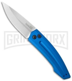 Kershaw Launch 2 Blue Aluminum Automatic Knife - Stonewash Plain