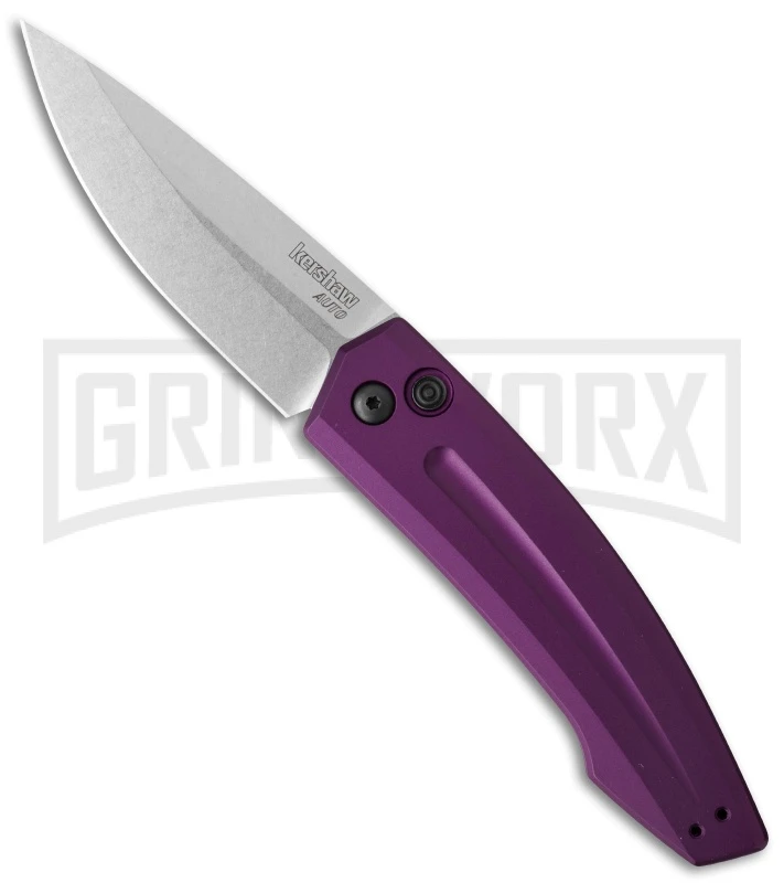 Kershaw Launch 2 Purple Aluminum Automatic Knife - Stonewash Plain 1 Kershaw Launch 2 Purple Aluminum Automatic Knife - Stonewash Plain