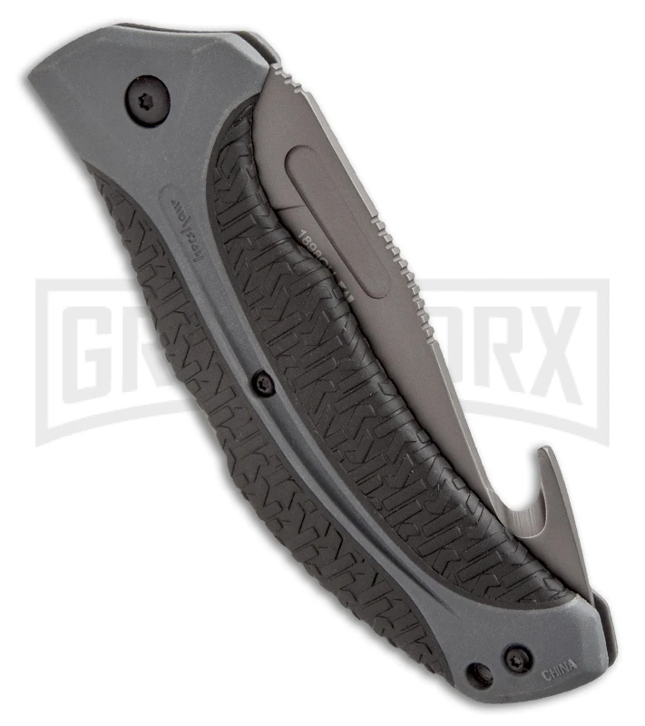 Kershaw LoneRock Gut Hook Folding Knife - Gray Plain 2 Kershaw LoneRock Gut Hook Folding Knife - Gray Plain - Image 2