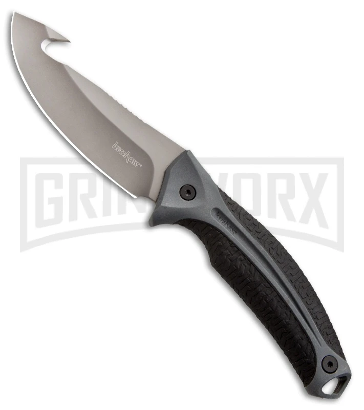 Kershaw LoneRock Large Gut Hook Fixed Blade Knife - Gray Plain 1 Kershaw LoneRock Large Gut Hook Fixed Blade Knife - Gray Plain