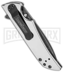 Kershaw Skyline Flytanium Polished Titanium Folding Knife - Damascus Plain -Grind worx kershaw skyline dam 1760dam flytanium scales mirror side cm large