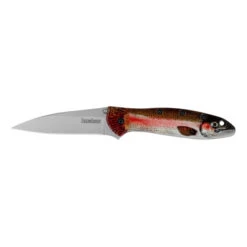 Kershaw Leek Folding Knife Rainbow Trout Aluminum Handle 14C28N Drop Point Plain Edge Bead Blast Finish 1660TROUT